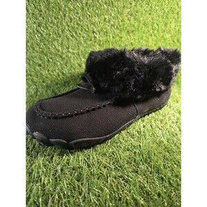 Moccasin Slippers Black Cozy Super Soft Lined HARD BOTTOMS Women's US 9M